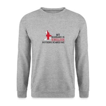 Nothing Scares Me My Wife Is English Husband - Unisex Sweatshirt - salt & pepper - Front - Alina (178cm) & Michal (187cm)