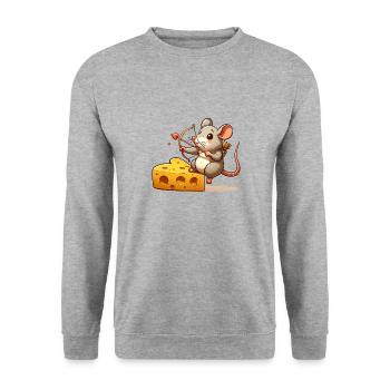 Rat Cupidon Fromage Coeur Saint Valentin Rongeur - Sweat-shirt Unisexe - gris chiné - Devant - Alina (178cm) & Michal (187cm)