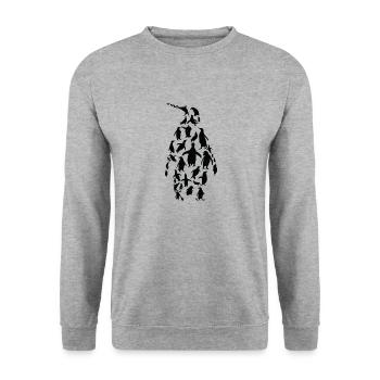 Pinguin Pinguine Silhouette - Unisex Pullover - Weißgrau meliert - Vorne - Alina (178cm) & Michal (187cm)