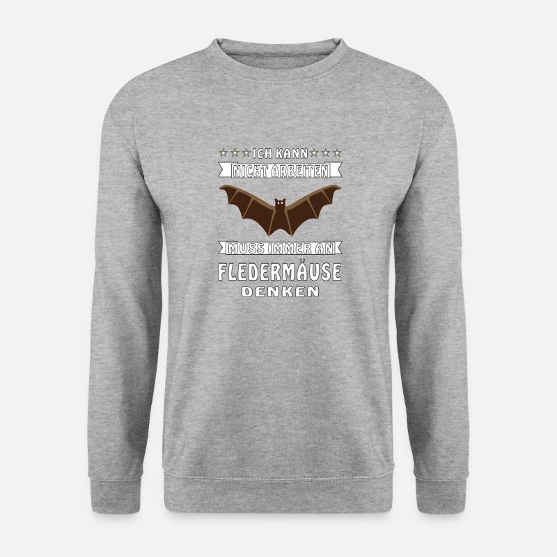 MUSS IMMER AN FLEDERMÄUSE DENKEN - Unisex Pullover - Weißgrau meliert