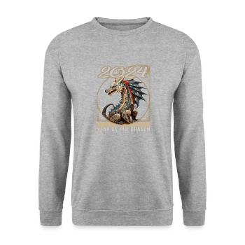 Chines New Year of Dragon Folk Art Patterned - Unisex Sweatshirt - salt & pepper - Front - Alina (178cm) & Michal (187cm)
