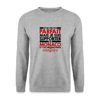 Homme Supporter De Monaco Foot Football Monégasque - Sweat-shirt Unisexe - gris chiné - Devant - Alina (178cm) & Michal (187cm)