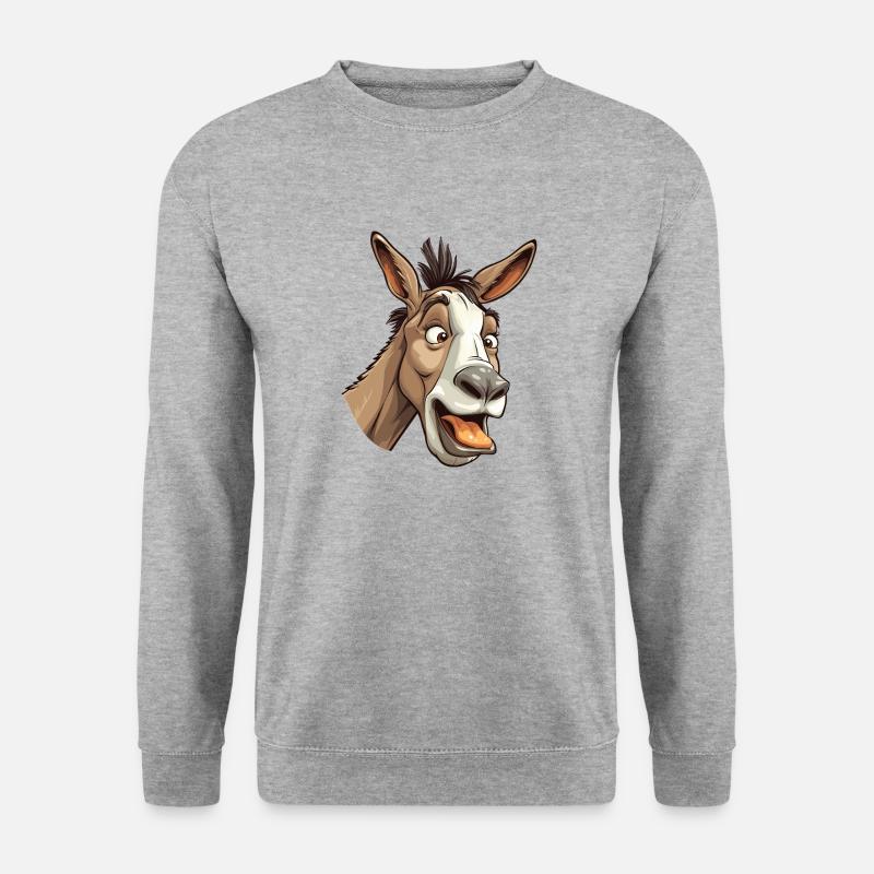 Crazy Esel Comic Style - Unisex Pullover - Weißgrau meliert