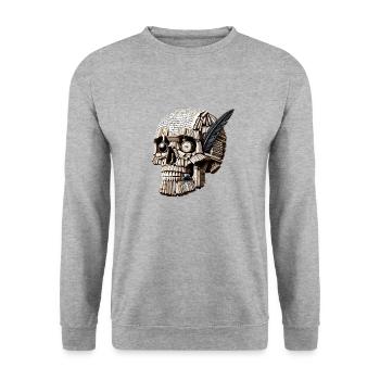 Literary Lore Skull Tee English Teacher's Classic - Unisex Sweatshirt - salt & pepper - Front - Alina (178cm) & Michal (187cm)