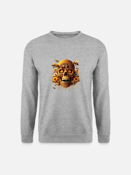 Sweet Life Totenkopf Shirt Honeycomb Haven Bumblebee - Unisex Pullover - Weißgrau meliert