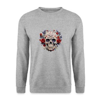 Forever Family Totenkopf T-Shirt Adoptionstag - Unisex Pullover - Weißgrau meliert - Vorne - Alina (178cm) & Michal (187cm)