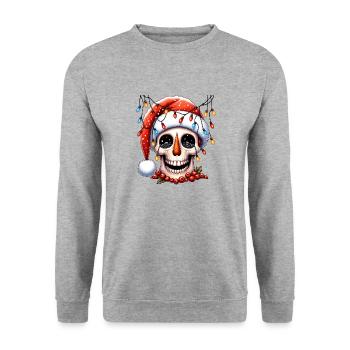 Frosty Jolly Skull Shirt Christmas Snowman Skull - Unisex Sweatshirt - salt & pepper - Front - Alina (178cm) & Michal (187cm)