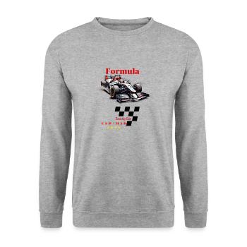FORMEL RENNWAGEN SPANIEN 2026 - Unisex Pullover - Weißgrau meliert - Vorne - Alina (178cm) & Michal (187cm)