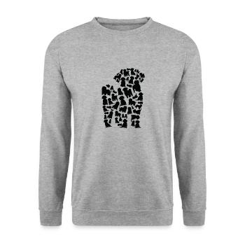 Pudel Hund Mama Pudel Papa - Unisex Pullover - Weißgrau meliert - Vorne - Alina (178cm) & Michal (187cm)