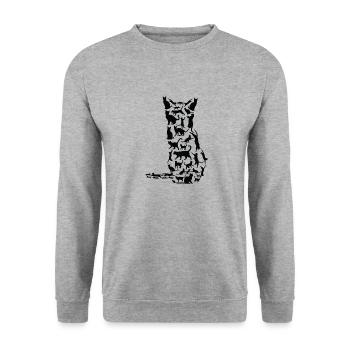 Propriétaire de chat Silhouette d’amant de chat - Sweat-shirt Unisexe - gris chiné - Devant - Alina (178cm) & Michal (187cm)