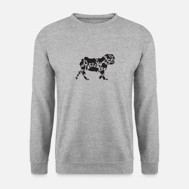 Mops Hund Mama Mops Papa - Unisex Pullover - Weißgrau meliert