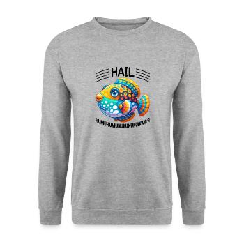 Humuhumunukunukuapua'a Riff-drückerfisch - Unisex Pullover - Weißgrau meliert - Vorne - Alina (178cm) & Michal (187cm)