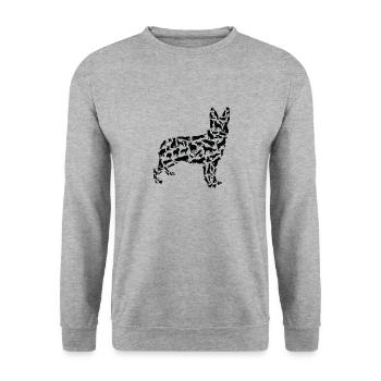 Golden Retriever Hund Golden Retriever Silhouette - Unisex Pullover - Weißgrau meliert - Vorne - Alina (178cm) & Michal (187cm)