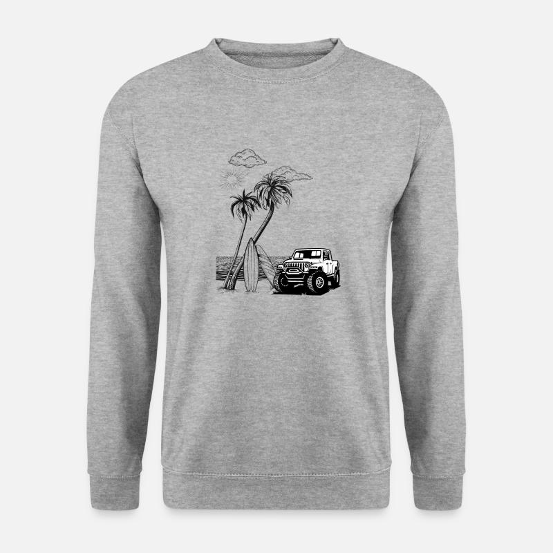 Geländewagen Beach - Unisex Pullover - Weißgrau meliert