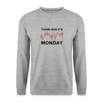 Dieu merci, c’est le jour du graphique boursier du lundi Marché boursier - Sweat-shirt Unisexe - gris chiné - Devant - Alina (178cm) & Michal (187cm)