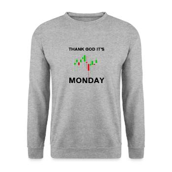 Dieu merci, c’est le jour du graphique boursier du lundi Marché boursier - Sweat-shirt Unisexe - gris chiné - Devant - Alina (178cm) & Michal (187cm)