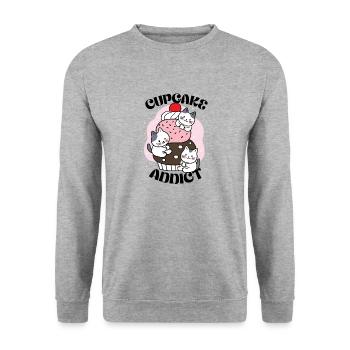 Cupcake addict - Unisex Sweatshirt - salt & pepper - Front - Alina (178cm) & Michal (187cm)