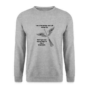 I am a free person, and I will always fly. - Unisex Sweatshirt - salt & pepper - Front - Alina (178cm) & Michal (187cm)