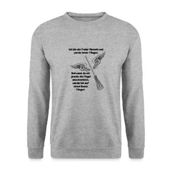 Je suis une personne libre et je volerai toujours. - Sweat-shirt Unisexe - gris chiné - Devant - Alina (178cm) & Michal (187cm)