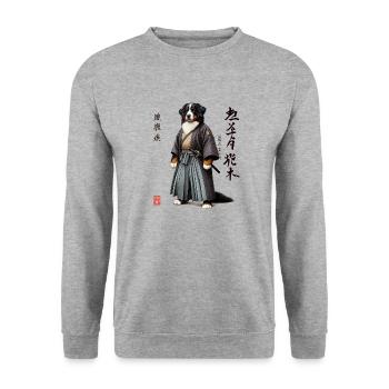 Bernese Mountain Dog Samurai Japanese Drawing Art - Unisex Sweatshirt - salt & pepper - Front - Alina (178cm) & Michal (187cm)