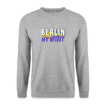 BERLIN MY SPIRIT - Unisex Pullover - Weißgrau meliert - Vorne - Alina (178cm) & Michal (187cm)