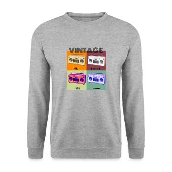 Radio-Kassettenspieler, Retro - Unisex Pullover - Weißgrau meliert - Vorne - Alina (178cm) & Michal (187cm)