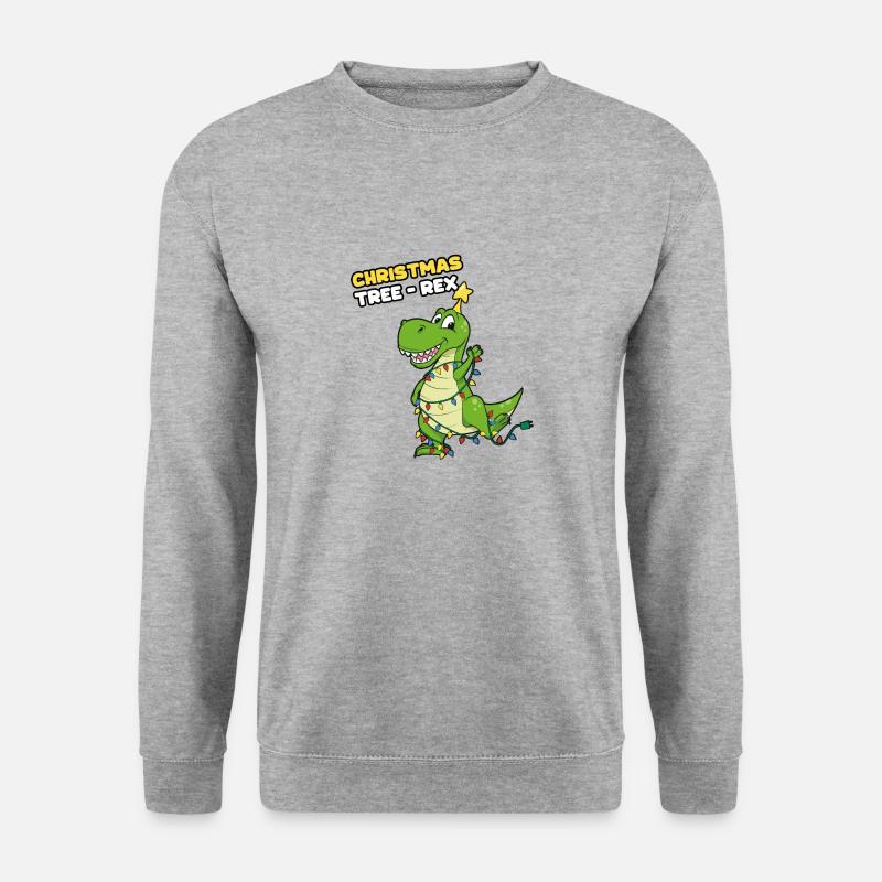 Weihnachtsbaum Rex T-Rex Lustiger Dinosaurier - Unisex Pullover - Weißgrau meliert