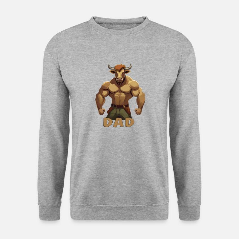 BULLE STIER DAD - Unisex Pullover - Weißgrau meliert