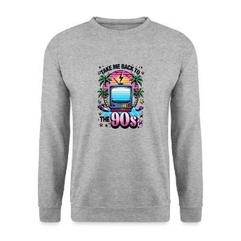 Take me Back to the 90s - Unisex Pullover - Weißgrau meliert - Vorne - Alina (178cm) & Michal (187cm)