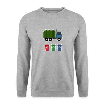 Müllwagen Liebe Müllabfuhr Kind Junge I Geschenk - Unisex Pullover - Weißgrau meliert - Vorne - Alina (178cm) & Michal (187cm)