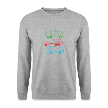 Müllwagen Liebe Müllabfuhr Kind Junge I Geschenk - Unisex Pullover - Weißgrau meliert - Vorne - Alina (178cm) & Michal (187cm)