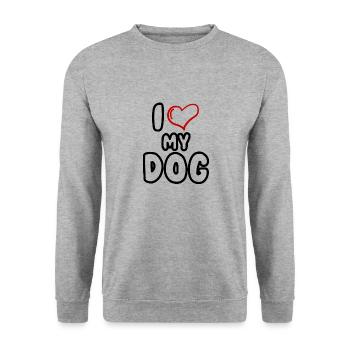 i love my dog - Unisex Pullover - Weißgrau meliert - Vorne - Alina (178cm) & Michal (187cm)