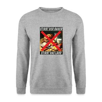 STIRBT DER BAUER STIRBT DAS LAND - Unisex Pullover - Weißgrau meliert - Vorne - Alina (178cm) & Michal (187cm)