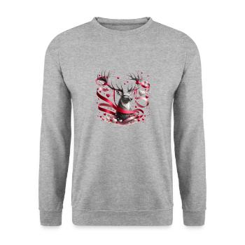 Hirschgeweihbänder Valentinstag verzaubert - Unisex Pullover - Weißgrau meliert - Vorne - Alina (178cm) & Michal (187cm)
