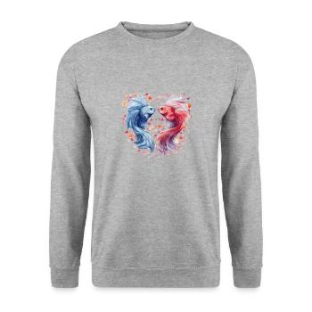 Écailles d’amour de poisson Saint-Valentin danse sous-marine - Sweat-shirt Unisexe - gris chiné - Devant - Alina (178cm) & Michal (187cm)