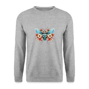 Fliege verliebt Herz Augen Valentinstag Leben - Unisex Pullover - Weißgrau meliert - Vorne - Alina (178cm) & Michal (187cm)