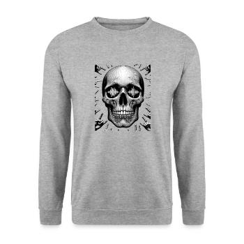 Signed Love Skull T Shirt Deaf Awareness - Unisex Sweatshirt - salt & pepper - Front - Alina (178cm) & Michal (187cm)
