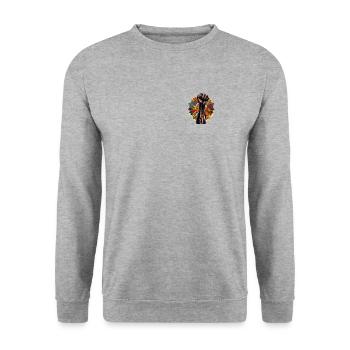 Unity and Power Black History Month unterstützend - Unisex Pullover - Weißgrau meliert - Vorne - Alina (178cm) & Michal (187cm)