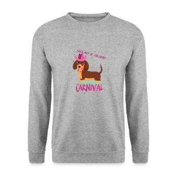 Dackel, Karneval, Fasching, Helau, Alaaf, Western - Unisex Pullover - Weißgrau meliert - Vorne - Alina (178cm) & Michal (187cm)