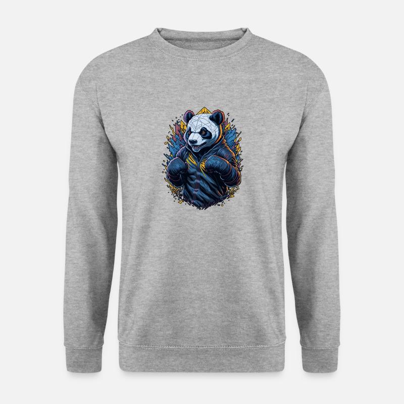 Boxen Panda - Unisex Pullover - Weißgrau meliert