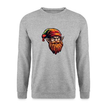 Kobold Zwerg mit Bart und Zipfelmütze Irland - Unisex Pullover - Weißgrau meliert - Vorne - Alina (178cm) & Michal (187cm)