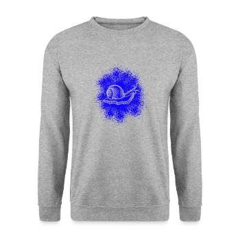Schnecke mit Schneckenhaus - Unisex Pullover - Weißgrau meliert - Vorne - Alina (178cm) & Michal (187cm)