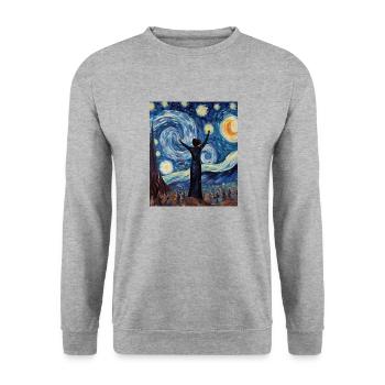Chemise Nuit Étoilée de la Journée de la Femme Autonomisation - Sweat-shirt Unisexe - gris chiné - Devant - Alina (178cm) & Michal (187cm)