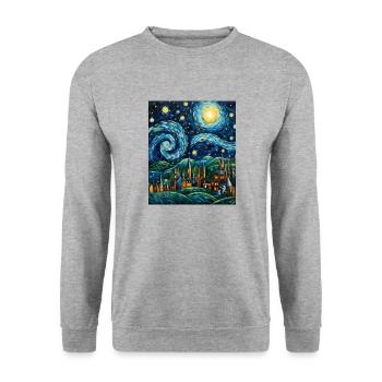 Weihnachts-Sternennacht-Shirt Bethlehem Star Art - Unisex Pullover - Weißgrau meliert - Vorne - Alina (178cm) & Michal (187cm)