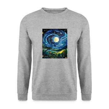 Earth Day Starry Night Shirt Van Gogh Inspired - Unisex Sweatshirt - salt & pepper - Front - Alina (178cm) & Michal (187cm)