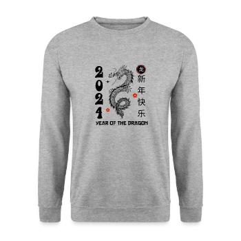 Célébration du Dragon 2024 - Bonne Année Chinoise T - Sweat-shirt Unisexe - gris chiné - Devant - Alina (178cm) & Michal (187cm)