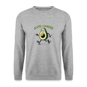 Running avocado, avo-cardio - Unisex Sweatshirt - salt & pepper - Front - Alina (178cm) & Michal (187cm)