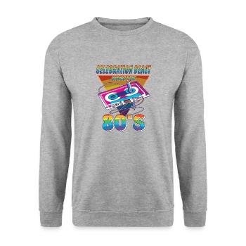KASSETTE CELEBRATION BEAST 80ER - Unisex Pullover - Weißgrau meliert - Vorne - Alina (178cm) & Michal (187cm)