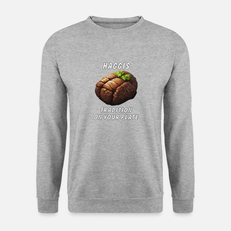 HAGGIS TRADITION ON YOUR PLATTE - Unisex Pullover - Weißgrau meliert