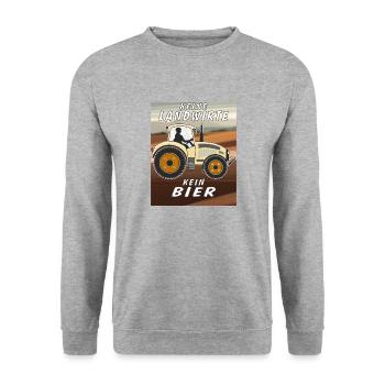 KEINE LANDWIRTE KEIN BIER - Unisex Pullover - Weißgrau meliert - Vorne - Alina (178cm) & Michal (187cm)